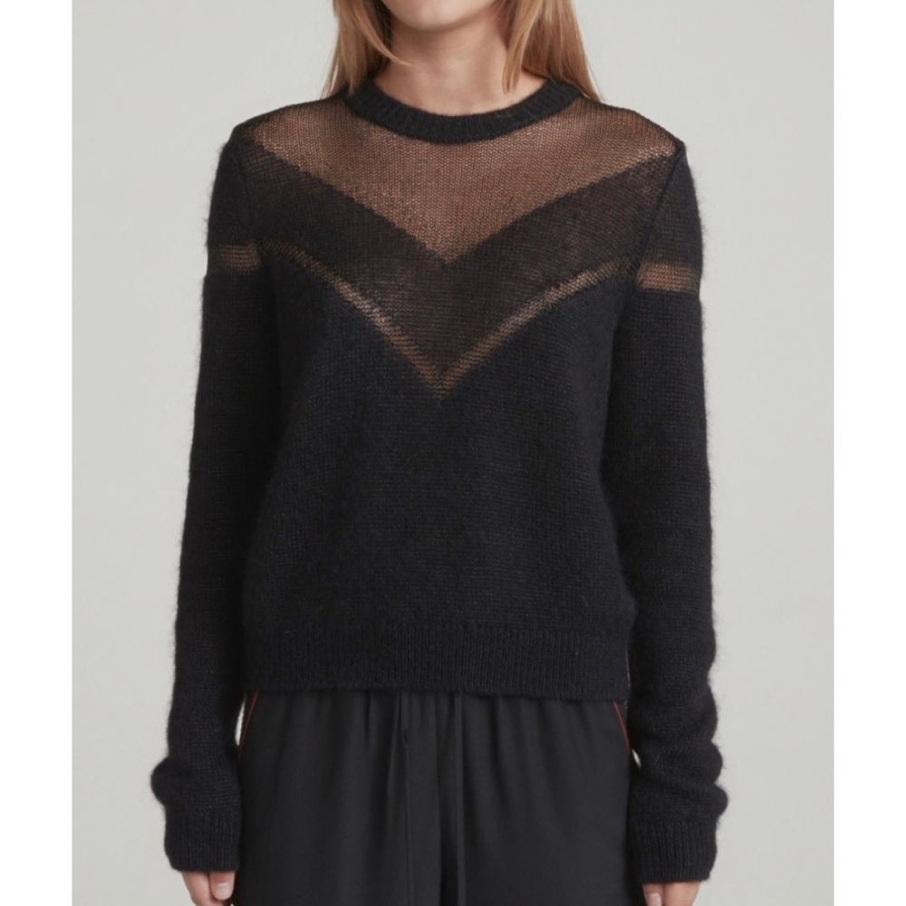 RAG & BONE • Black Blaze Open Knit Crewneck Sweater, M